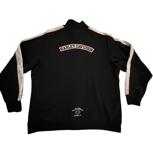 Harley-Davidson VF Imagewear Womens 1X Black Red Flame Sleeve Zip Moto Jacket - Picture 1 of 13